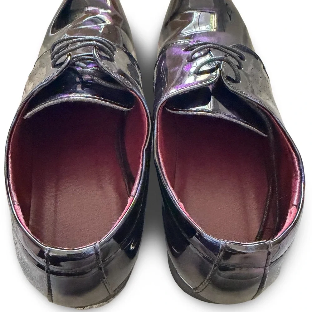 Blue Purple Iridescent Patent Leather Oxford Dress Shoes Mens Sz 9 Formal